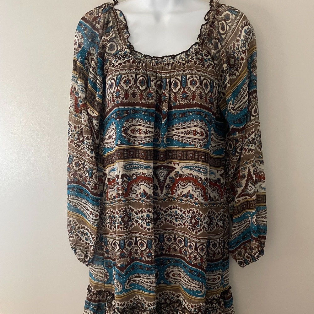 beautiful bohemian dress beige blue
